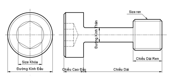 “Bản vẽ kỹ thuật của Cover Bolt thể hiện kích thước của nó”