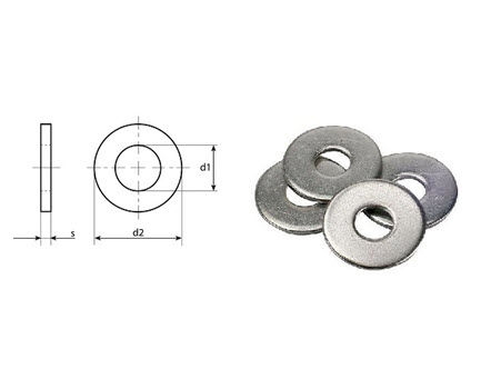 Lông đền phẳng mạ Inox có hình dạng dĩa tròn, ở giữa có một lỗ tròn, thường được làm từ Inox. Lớp phủ có tác dụng chống ăn mòn và tăng độ bền cho lông đền.