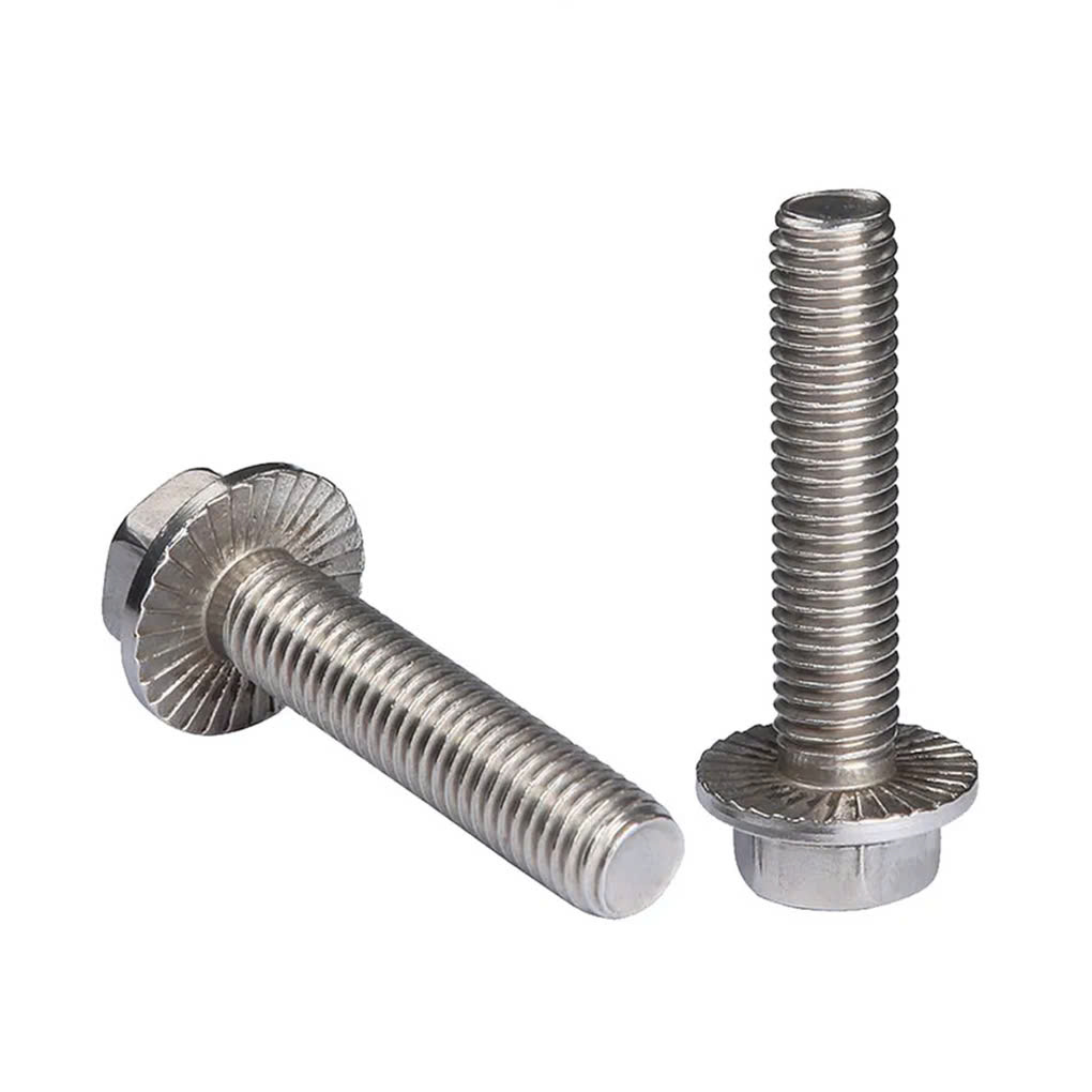 Bulong đầu bông inox 304 với đầu lục giác và mặt bích tích hợp 