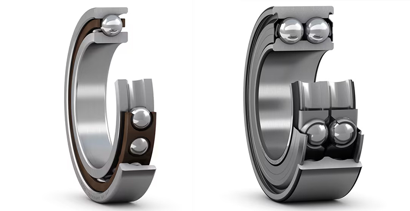 vòng bi tiếp xúc góc Angular contact ball bearings là vòng bi có rãnh vòng trong và vòng ngoài được dịch chuyển tương đối với nhau theo hướng của trục vòng bi