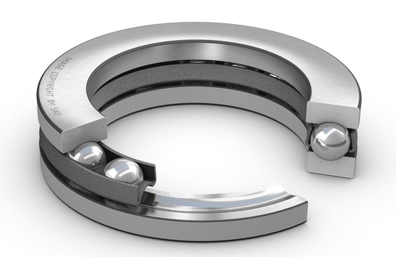 Hình ảnh vòng bi cầu chặn trục (Bạc đạn chà tròn / Thrust Ball Bearing) loại một hướng và hai hướng.