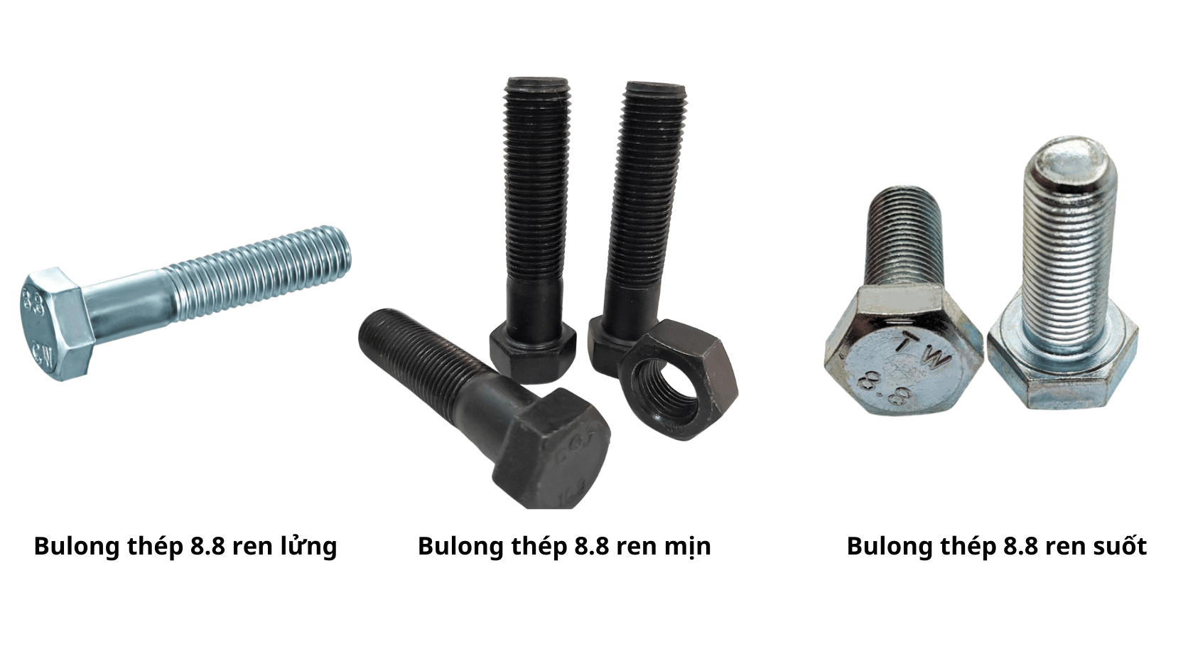 Bulong thép 8.8 theo các loại ren