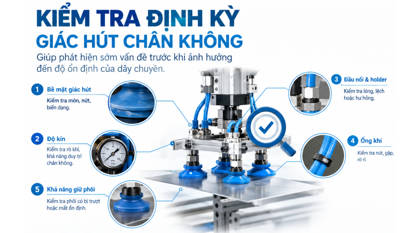 Sơ đồ nguyên lý lựa chọn đường kính và lực hút giác hút chân không