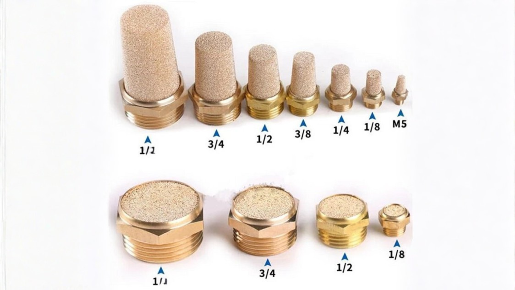 các loại giảm thanh khí nén theo size