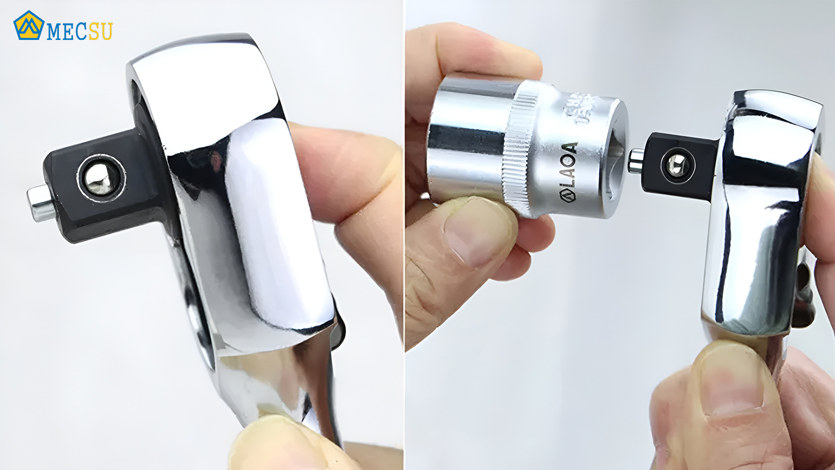 Thao tác lắp đầu tuýp vuông góc với bu lông cần vặn